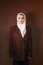 Brown linen blazer بليزر لِنن