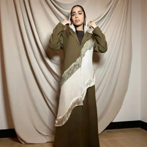 [NOUF01707] Olive Fringes Blazer